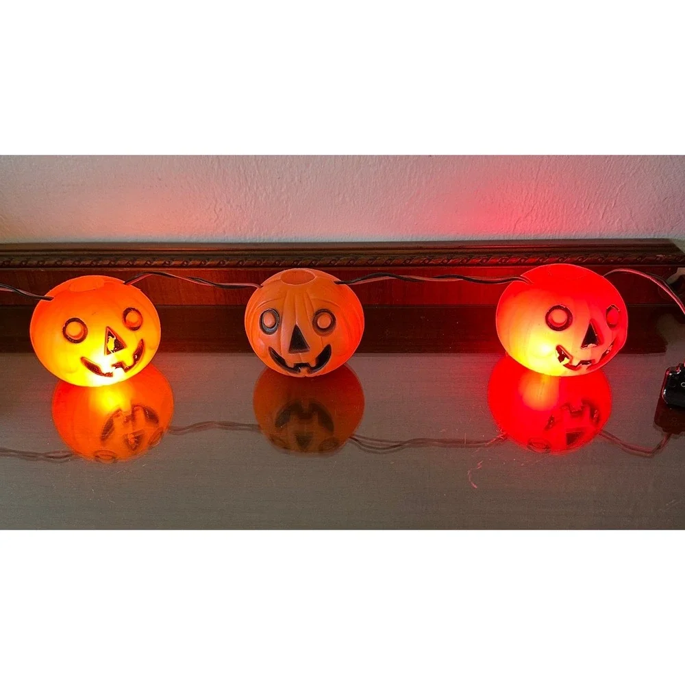 Vtg Peerless Halloween Blow Mold Pumpkin String Light Covers Jack-O-Lantern